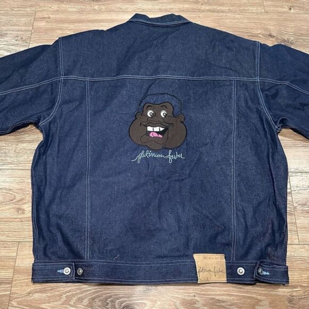 Vintage Fubu Platinum‎ Mens XXL Denim Fat Albert Blue Trucker Jacket